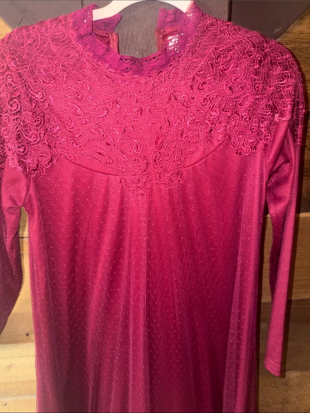 Dainty Jewells Burgundy Lace Yoke Maxi Dress